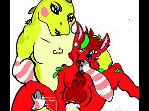 Nightmarishness doggo and dino furry gay fun