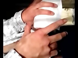 Asian boy playing his fat cock in larder Part 1