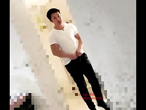 Asian boy cum in toilet