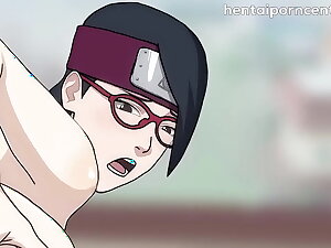 Grown-up Sarada has sex with Naruto, she rides the hokage's dick