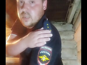 A cop with a huge ass uses a banana in the wrong way))) Big ass, tattoos, anal sex